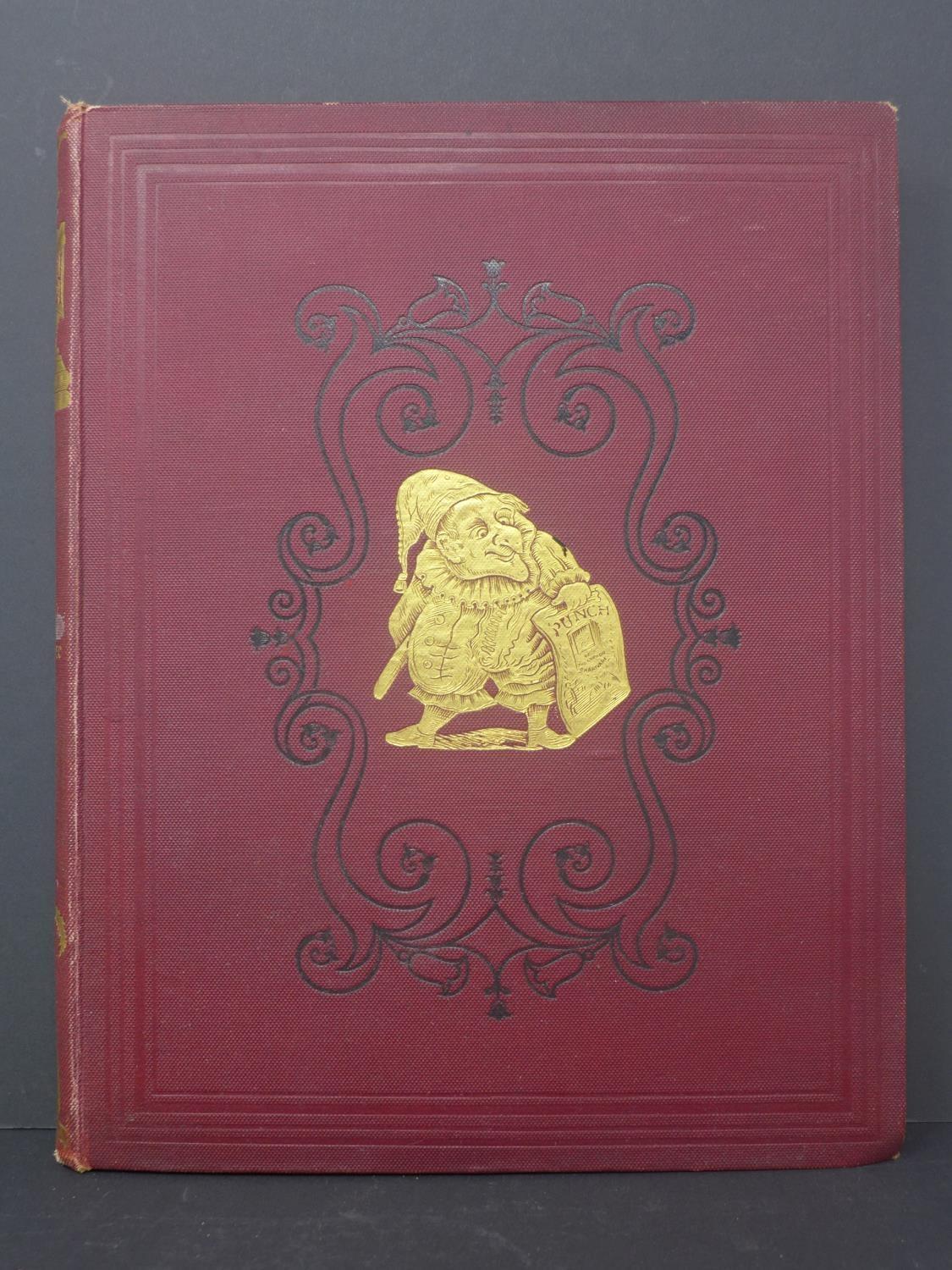 An 1891 July-Dec Edition of Punch magazine, red cloth bound and gilt cover, illustrated within, 28 x