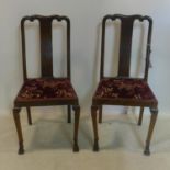 A pair of Queen Anne style burr walnut dining chairs