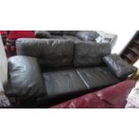 A Heal's brown leather 3 seat sofa