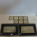 Two colour prints of The Great Exhibition by George Baxter, in black and gilt frames, 15 x 32cm,