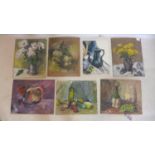 Muriel Slocombe (20th century British), a collection of 7 paintings depicting still life studies