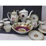 A collection of china to include coffee pots, bowl, cups and saucers