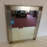 A large contemporary silver framed mirror, 126 x 100cm