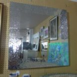 A late 20th century wall mirror, having central square glass plate within mosaic glass border, 87