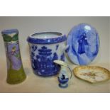 A collection of Doulton to include a 19th century blue & white pot with willows pattern, a Doulton