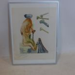 After Salvador Dali, Surrealist study, lithograph, bearing signature in pencil, framed and glazed,