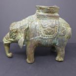 An early 20th century Indonesian cast bronze model of an elephant, H.17 W.22 D.14cm