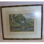 A 20th century watercolour of a river, unsigned, framed and glazed, 25 x 32cm