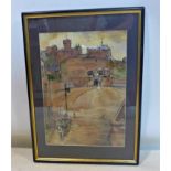 G. Wright Hall (1895-1974), view of a castle, watercolour, signed lower right, 50 x 35cm