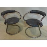 A pair of 1970's Italian chrome and leather chairs by Tecnosalotto