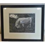 Charles Tuncliff (1901-1979),'The Chartley Bull', wood engraving, 23 x 31cm