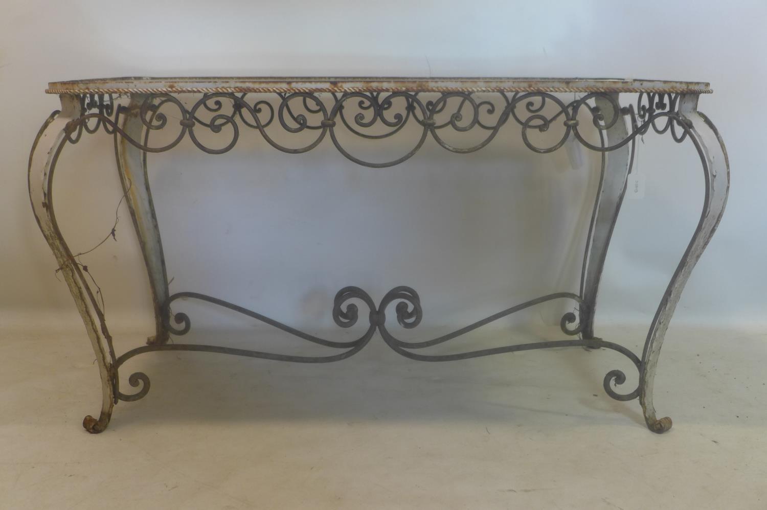 A vintage French wrought iron coffee table with mirrored top, H.53 W.98 D.56cm - Image 2 of 2