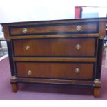 A Biedermeier style part ebonized walnut chest of drawers, with label for 'Century', H.83 W.106 D.