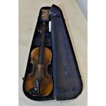 An antique violin with label for Antonius Stradivarius cremonensis facibat anno 1722, L.61cm, with