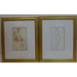 Two Michelangelo prints of David and Sibyl, 29 x 19cm