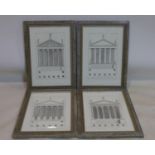 A set of four architectural prints, 36 x 24cm