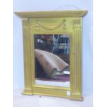 A gilt painted Adam style mirror, the moulded cornice above ribbon motif, with rectangular glass