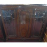 A Queen Anne style walnut bookcase, H.138 W.135 D.38cm