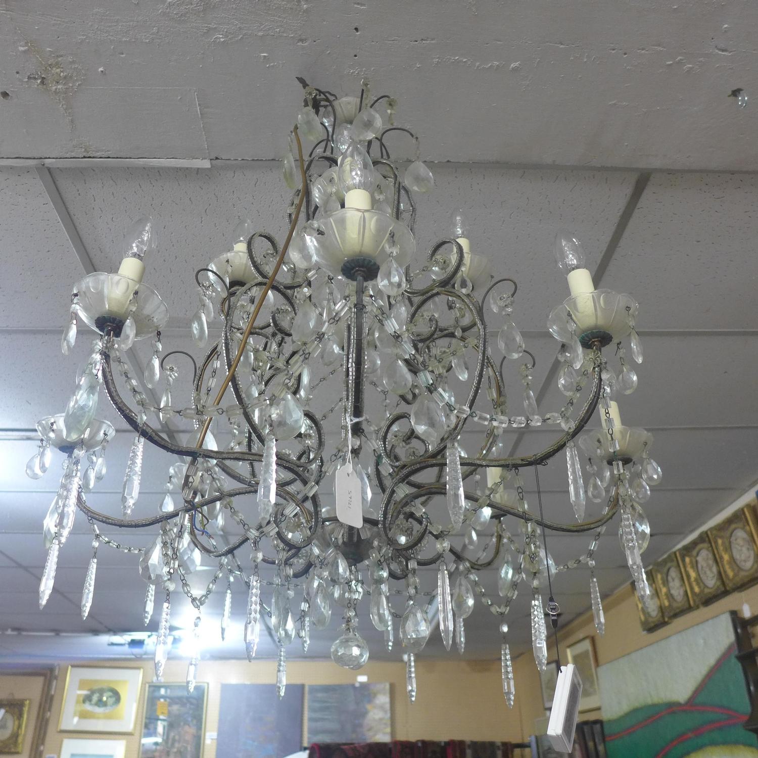 A Venetian style 8 branch chandelier with glass droplets - Image 2 of 3
