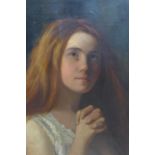 Leon Reding (1871-?), Portrait of a girl praying, oil on canvas, signed top right, 46 x 32cm