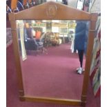 A Biedermeier style walnut mirror, 100 x 70cm