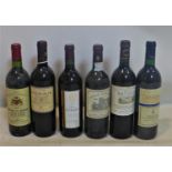 A collection of 6 bottles of red wine, to include 1985 Domaine des Rochers, Bordeaux Superieur Cotes