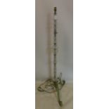 A vintage glass and wrought iron standard lamp, H.145cm