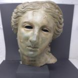 A cast fibreglass mask of a classical lady, H.43cm