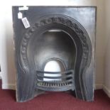 An Art Nouveau cast iron fire place, H.92 W.77 D.25cm