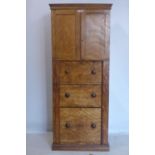 A Victorian satinwood linen press/wellington chest, H.173 W.70 D.41cm