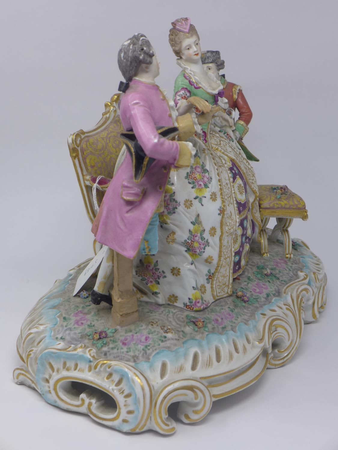 A late 18th/early 19th century Chelsea porcelain figural group, with gold anchor mark to verso, - Image 4 of 11