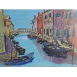 A late 20th century ink ad watercolour study of Venice, signed Scopinich and dated '80, 36 x 47cm