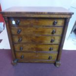 A Victorian mahogany chest of five drawers, with flanking column pillars, H.114 W.104 D.60cm