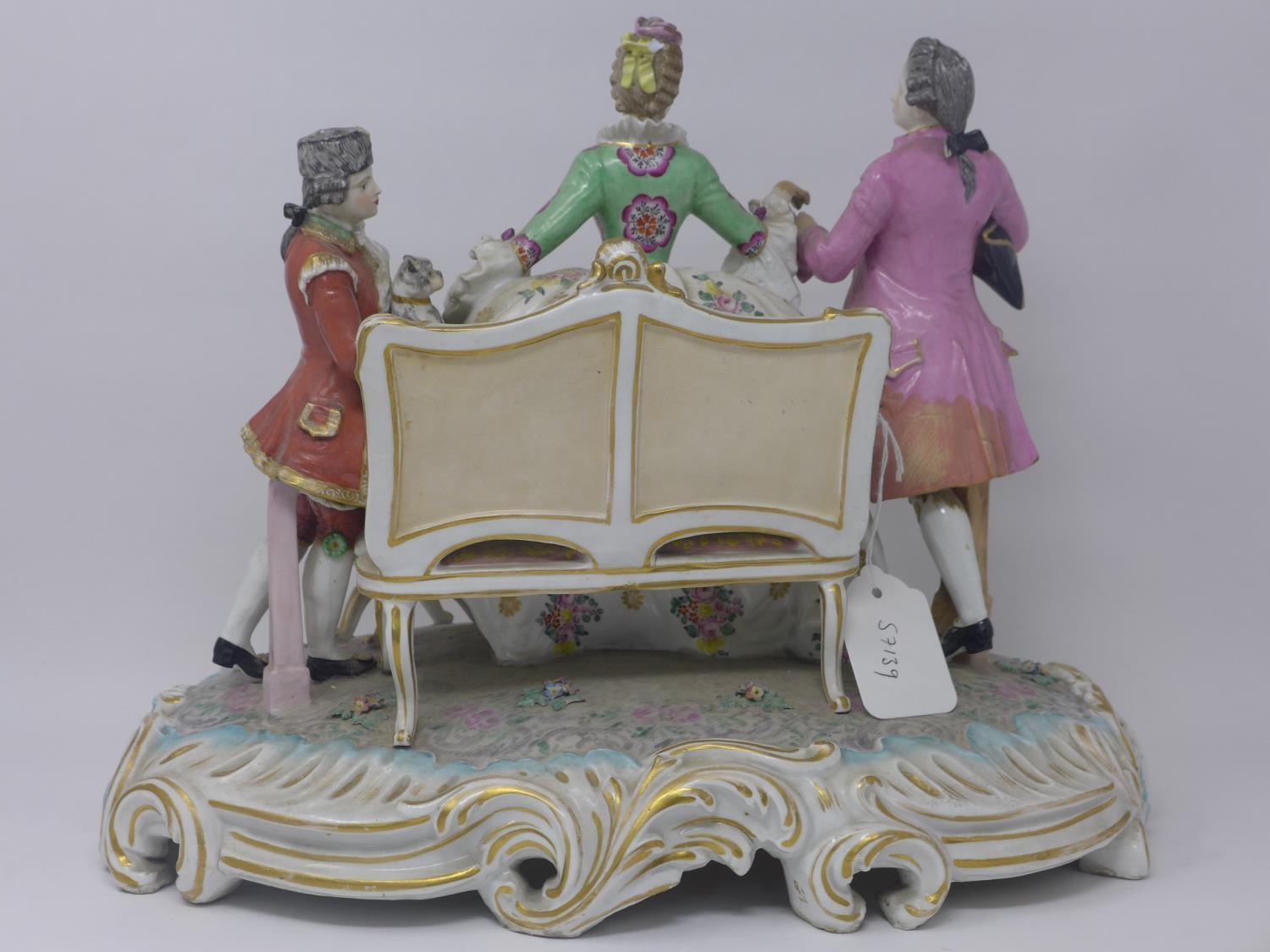 A late 18th/early 19th century Chelsea porcelain figural group, with gold anchor mark to verso, - Image 6 of 11
