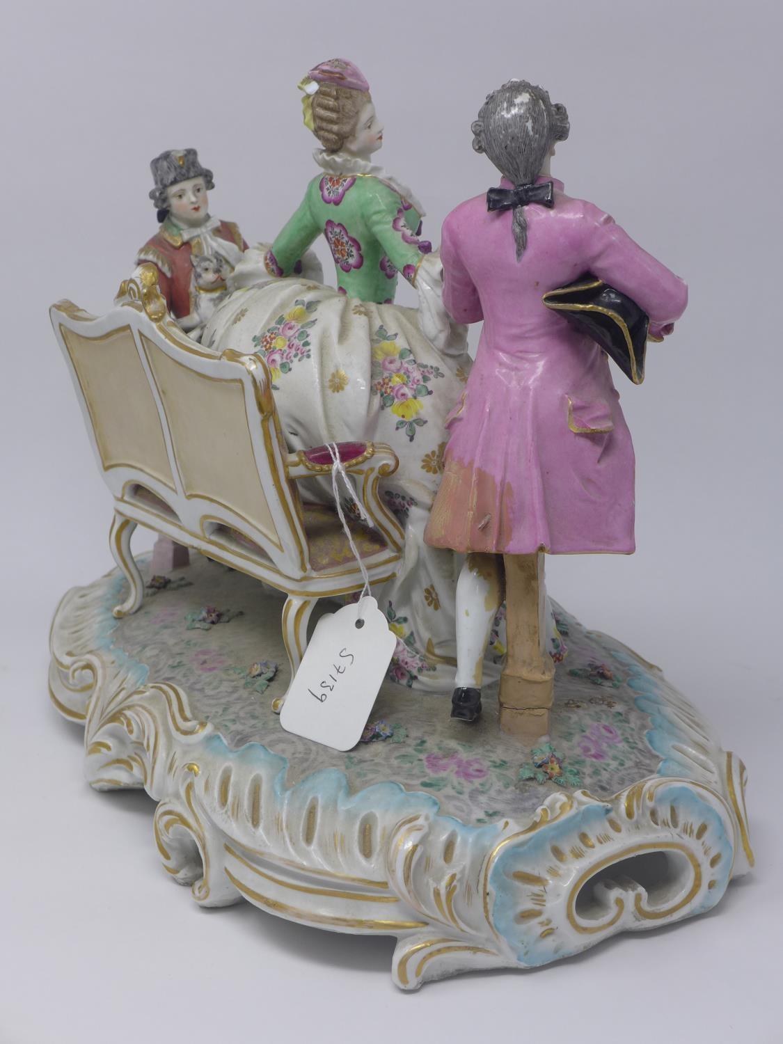 A late 18th/early 19th century Chelsea porcelain figural group, with gold anchor mark to verso, - Image 5 of 11