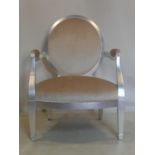 A contemporary silvered French Fautelli armchair