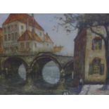 After Walter Joseph Neuhof, 'The Old Bridge in Town', art print, framed and glazed, 43 x 53cm