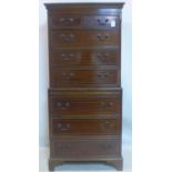 A Georgian style mahogany chest on chest, H.155 W.68 D.40cm