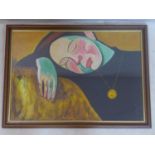 A 20th century watercolour study of a sleeping lady, unsigned, 44 x 62cm