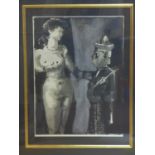 After Picasso, print of nude lady and man with hat, 35 x 26cm