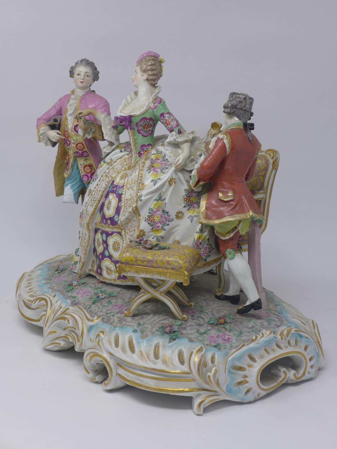 A late 18th/early 19th century Chelsea porcelain figural group, with gold anchor mark to verso, - Image 8 of 11