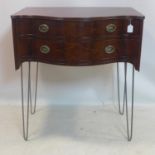 A Georgian mahogany chest of 2 drawers, raised on later hairpin legs, H.103 W.91 D.64cm