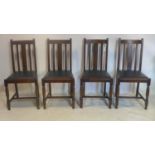 A set if 4 early 20th century oak dining chairs