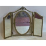 A 20th century gilt triptych mirror, 62 x 82cm