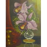 An early 20th century still life oil on canvas, signed C Letour, in gilt frame, 23 x 17cm