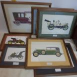 Hans A. Muth, a collection of 7 gouache studies of early 20th century cars, framed, some missing