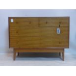 A 20th century satin walnut chest of 4 drawers, raised on tapered legs, H.79 W.107 D.46cm
