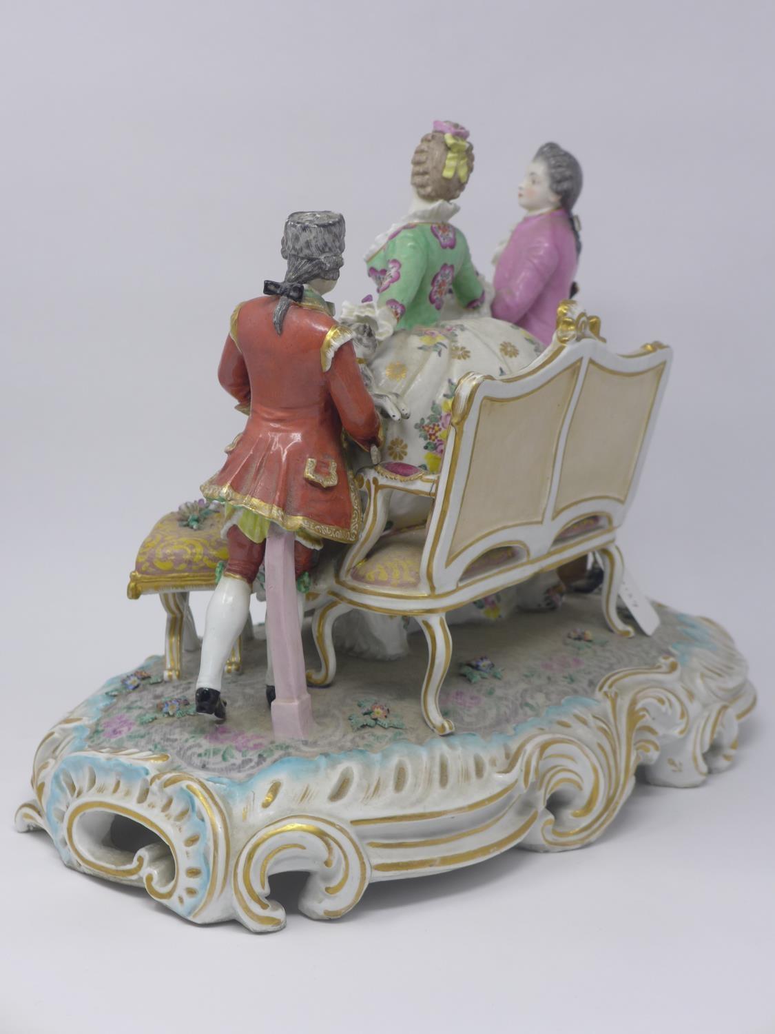 A late 18th/early 19th century Chelsea porcelain figural group, with gold anchor mark to verso, - Image 7 of 11