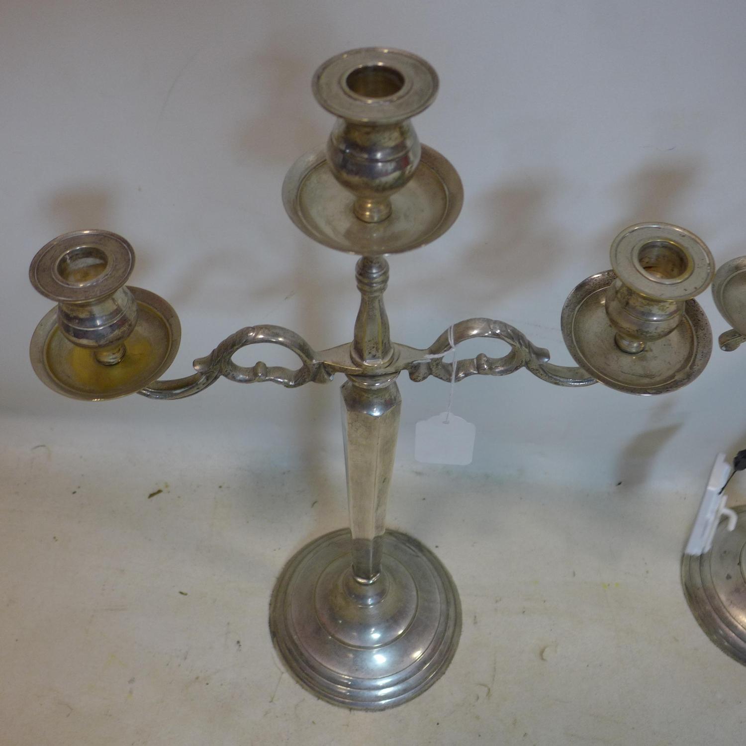 A pair silver plated candelabra, H.56cm - Image 2 of 2