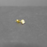 A pair of 14ct yellow gold stud earrings each set with a circular moonstone cabochon, stud dia: 5mm